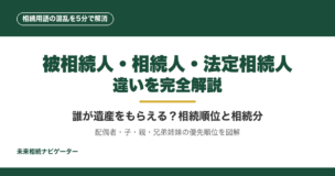被相続人・相続人・法定相続人・推定相続人の違いと相続順位を1枚図解で整理。配偶者・子・親・兄弟姉妹の優先順位、相続分の早見表、相続人になれないケースまで完全解説。